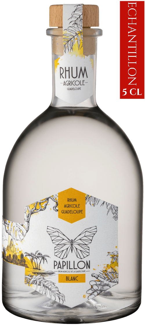 Bouteille de rhum agricole de Guadeloupe PAPILLON Blanc 53°