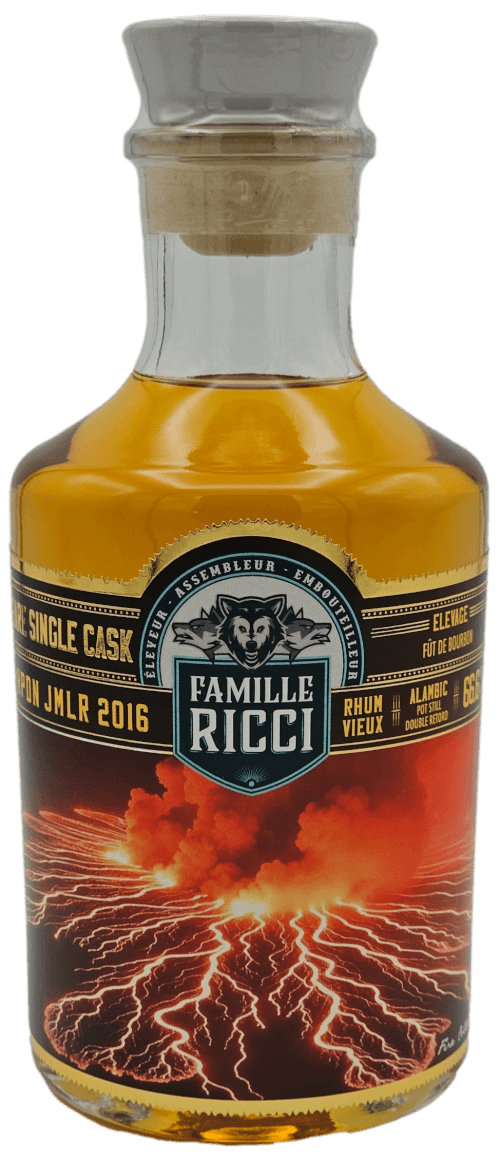 Bouteille de vieuxx rhum de Jamaïque FAMILLE RICCI Rare Single Cask HPDN JMLR 2016 66.6°