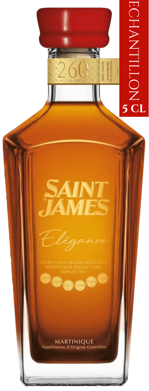 Bouteille de vieux rhum agricole de Martinique SAINT JAMES Cuvée Elégance 43.5°