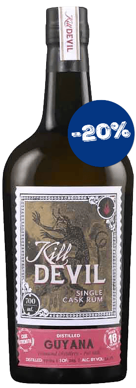 Bouteille de vieux rhum KILL DEVIL Guyana Diamond 18 Ans Millésime 2004 Single Cask Brut de Fût 54.2°