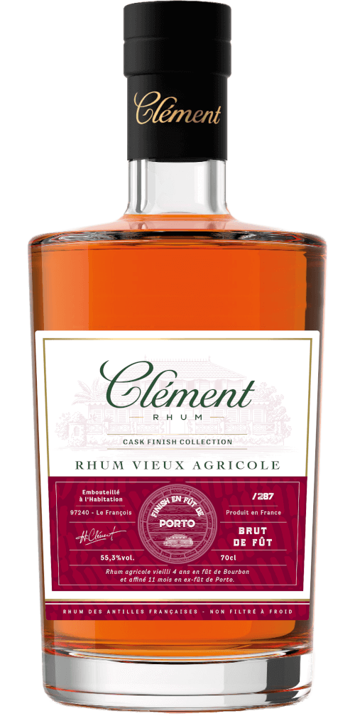 Bouteille de vieux rhum agricole de Martinique CLEMENT Cask Finish Collection 5 Ans Porto 55.3°