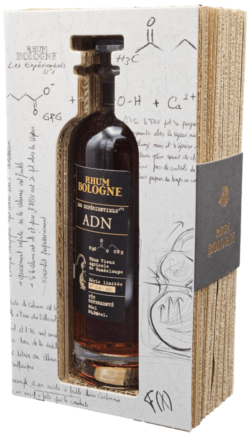 Miniature : Bouteille de rhum agricole BOLOGNE Les Expérentiels #1 Cuvée ADN Vieux 50.3° dans coffret