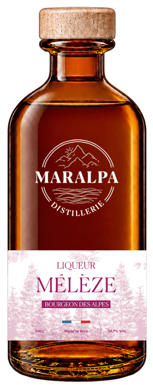 Bouteille de MARALPA Liqueur de Mélèze Bourgeon Des Alpes 32.5°