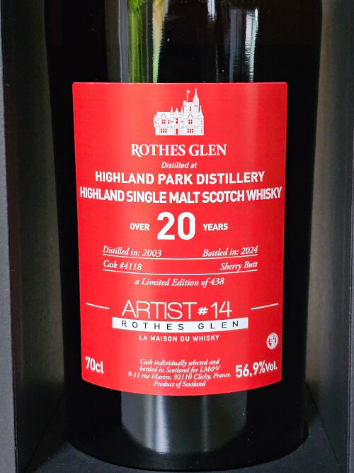 Miniature : Bouteille de LA MAISON DU WHISKY Artist #14 Highland Park 20 Ans 2003 56.90° verso