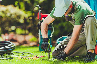 Gardener Installing Irrigation System