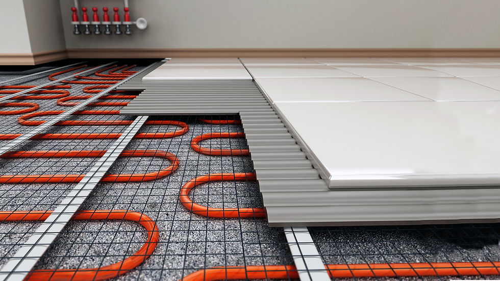 Détail structurel d'un système de chauffage au sol. Illustration 3D.