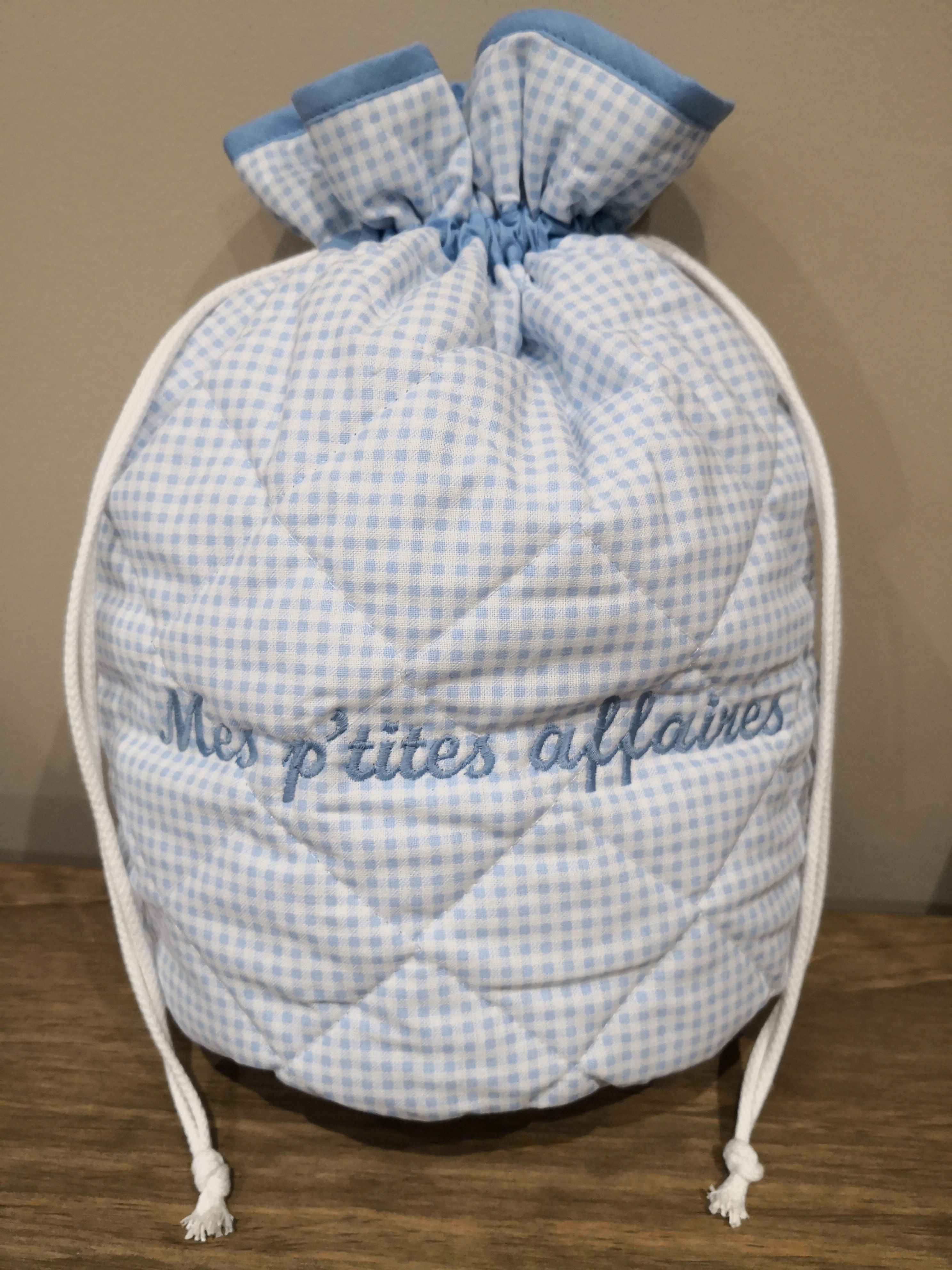 Bourse de toilette vichy bleu