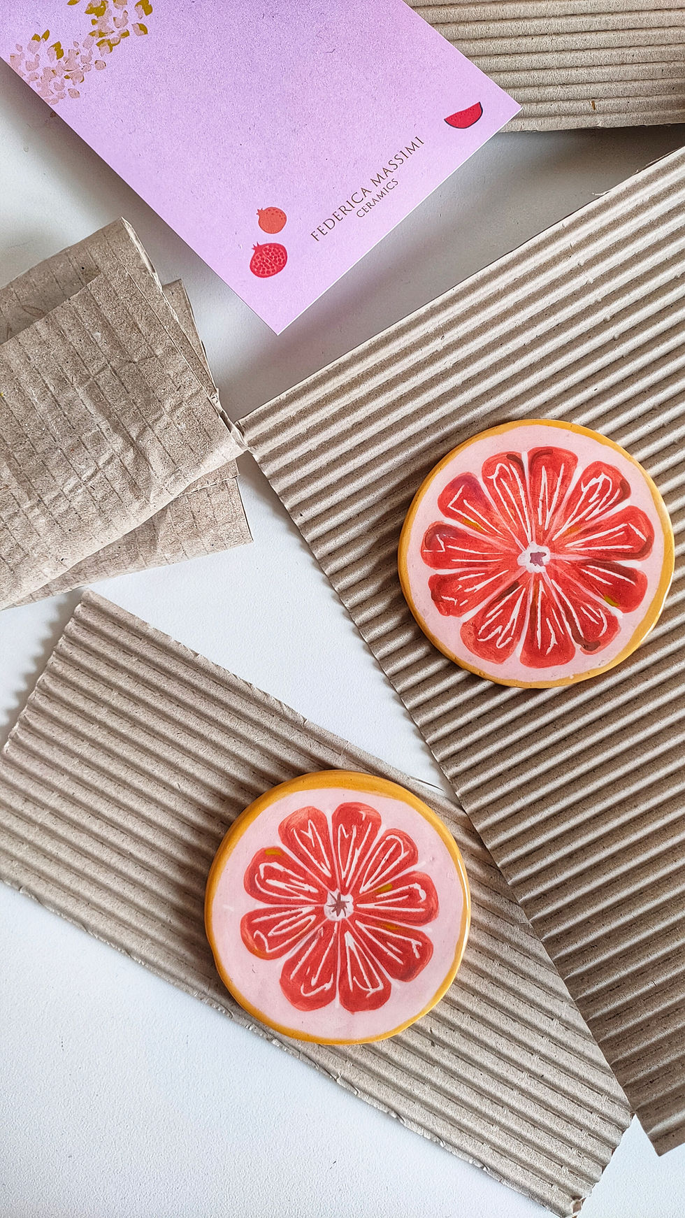 Thumbnail: Ceramic Pink Grapefruit Coaster COUPLE