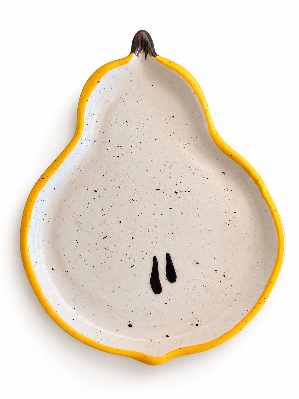 handmade and hand painted pear shaped ceramic plate