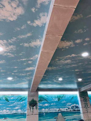Sky Mural, Swimming Pool Mural, Blue Sky Mural Painting