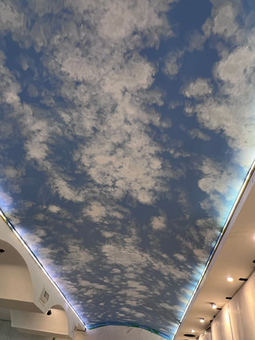 Swimming Pool Ceiling Mural, Blue Sky Ceiling Mural for Swimming Pool, Muswell Hill Ceiling Painting, Muswell Hill North London Swimming Pool Ceiling Painting