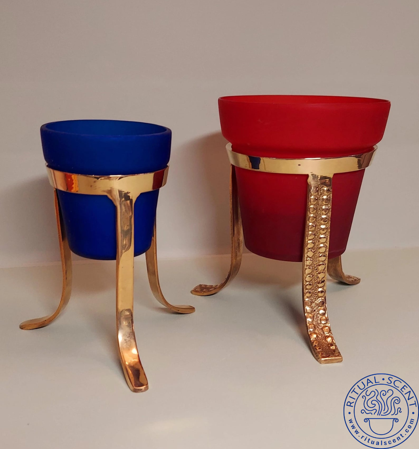 Blue & Red Glass Votive Candles – Bóveda Espiritismo Prayer Altar Candles