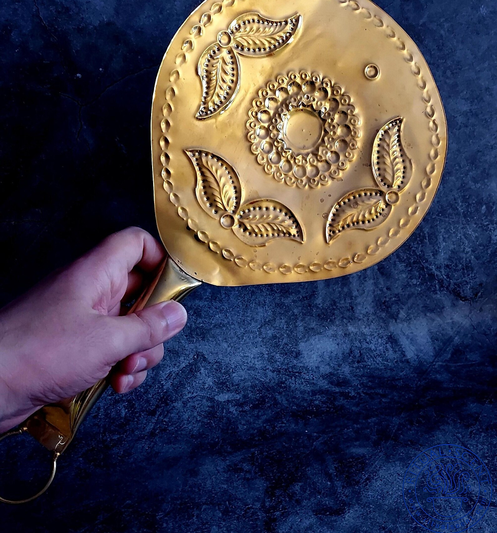 Thumbnail: Solid Brass Oshun Abebe Fan – 13 Inch Yoruba Orisha Ceremonial Tool