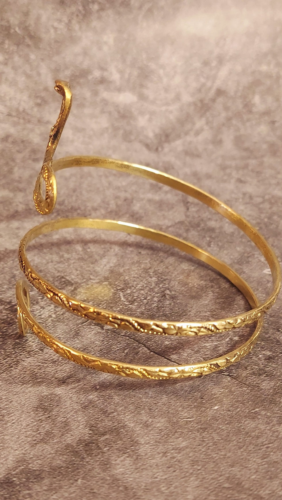 Thumbnail: Inle & Oshumare Brass Snake Armband Cuff 