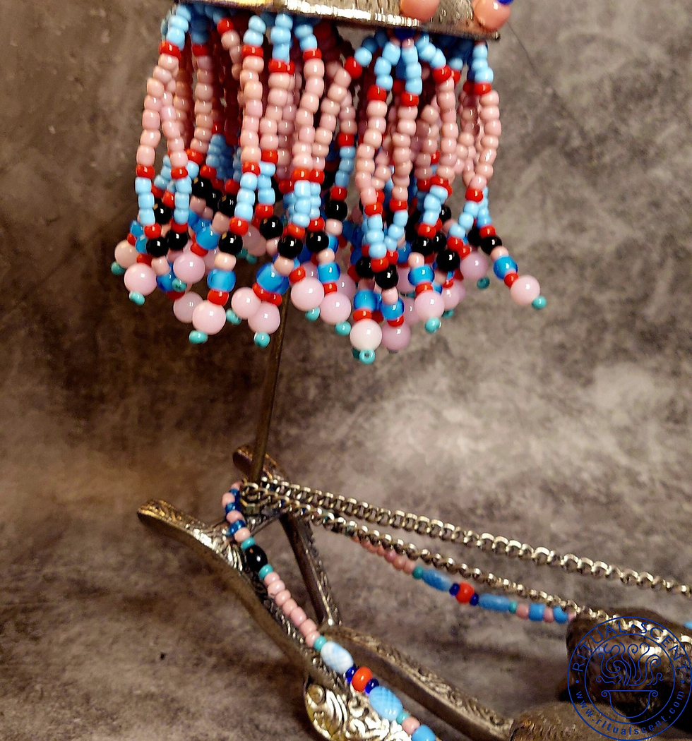 Thumbnail: Orisha Oko Hand Beaded Plough with Oxen Oricha oco