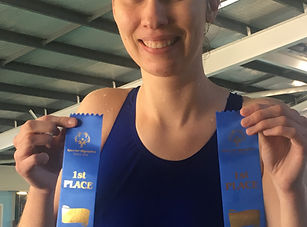 Special olympics swimming competition after collecting my ribbons.