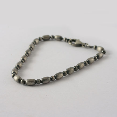 Miniatura: Bransoleta vintage z okrągłych i owalnych elementów z czernionego srebra