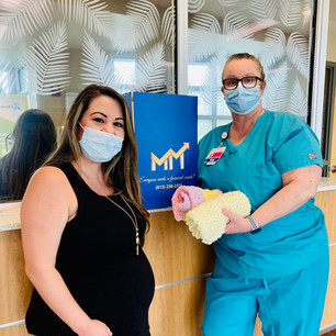 Tanya dropping off beanies at Bayfront Hospital in Spring Hill, FL.