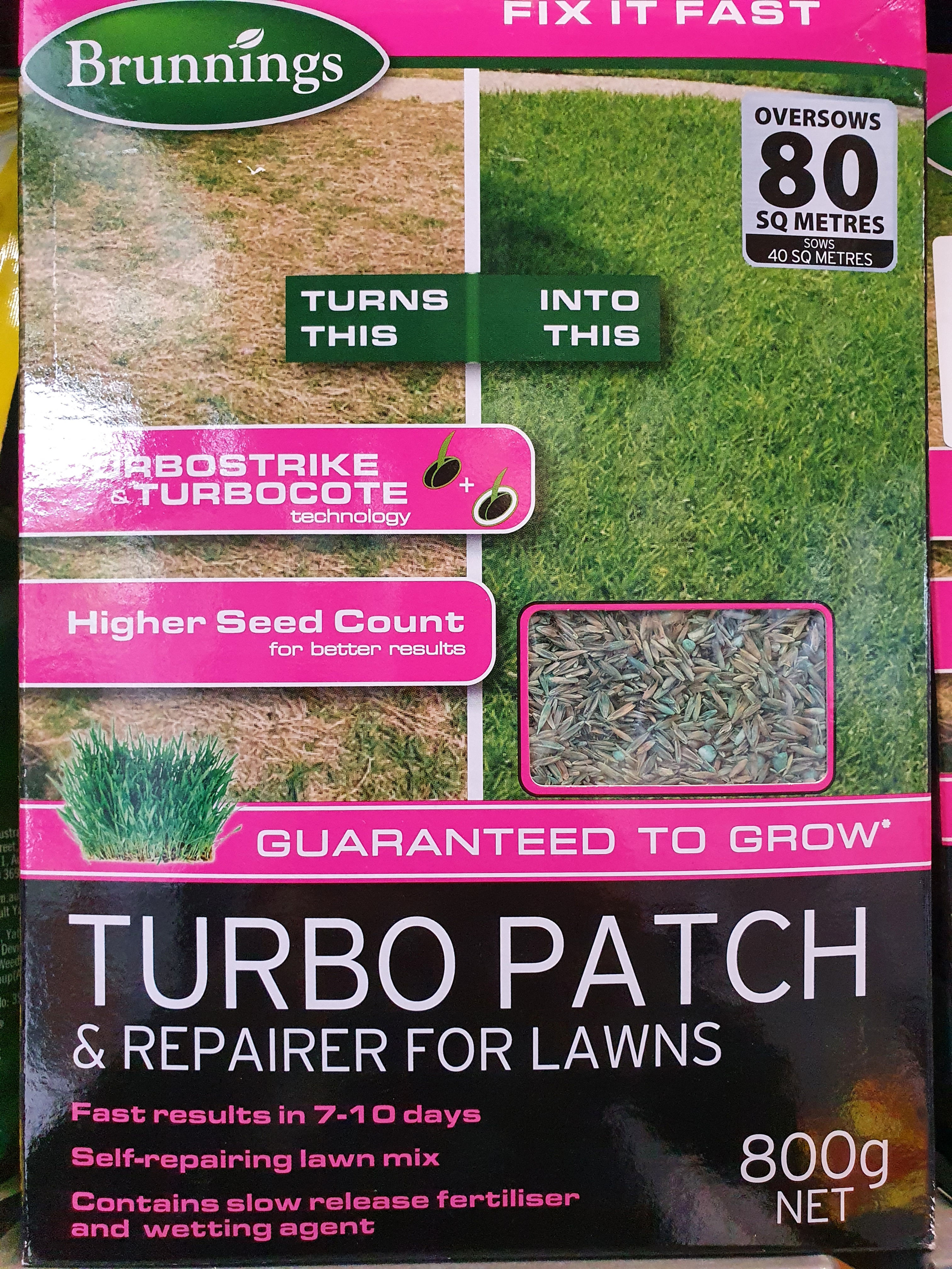 BRUNNINGS TURBO PATCH SEED 800G