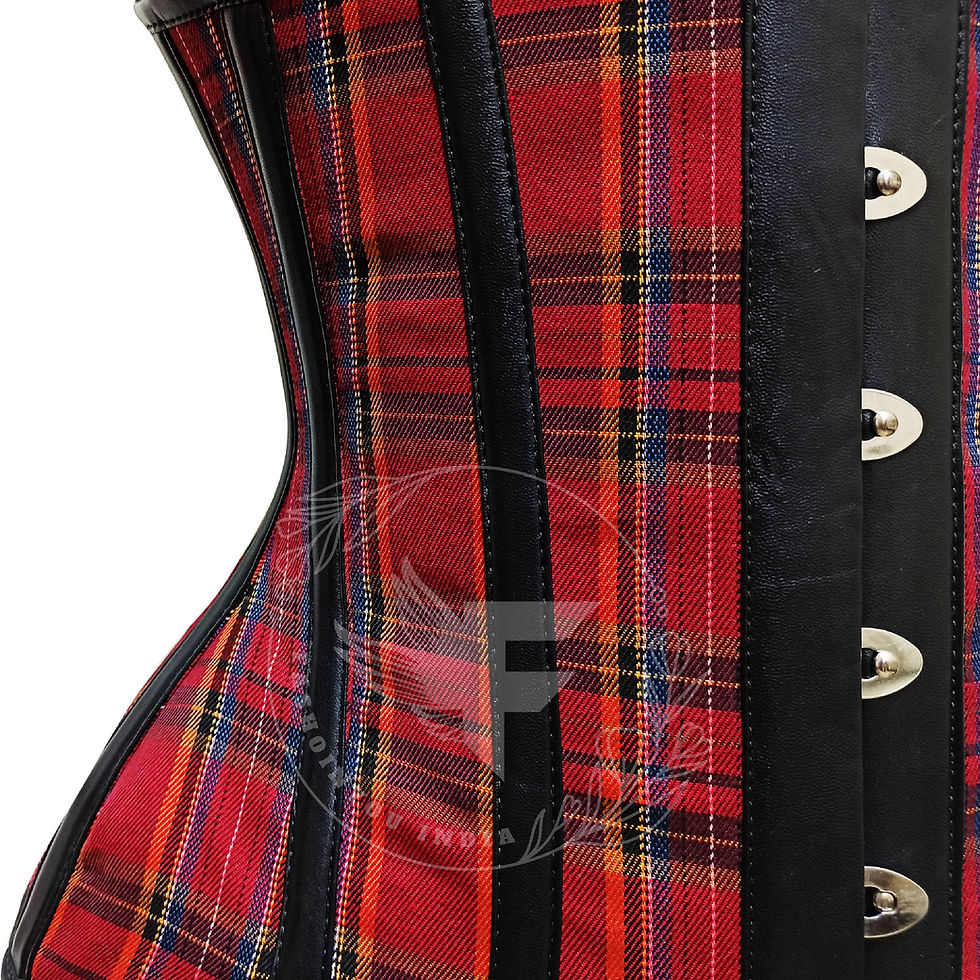 サムネイル： Edgy Underbust Corset - Red & Black Punk Rockabilly Chic
