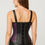 Thumbnail: Women’s overbust corset in purple and black leather, gothic steampunk fashion accessory
