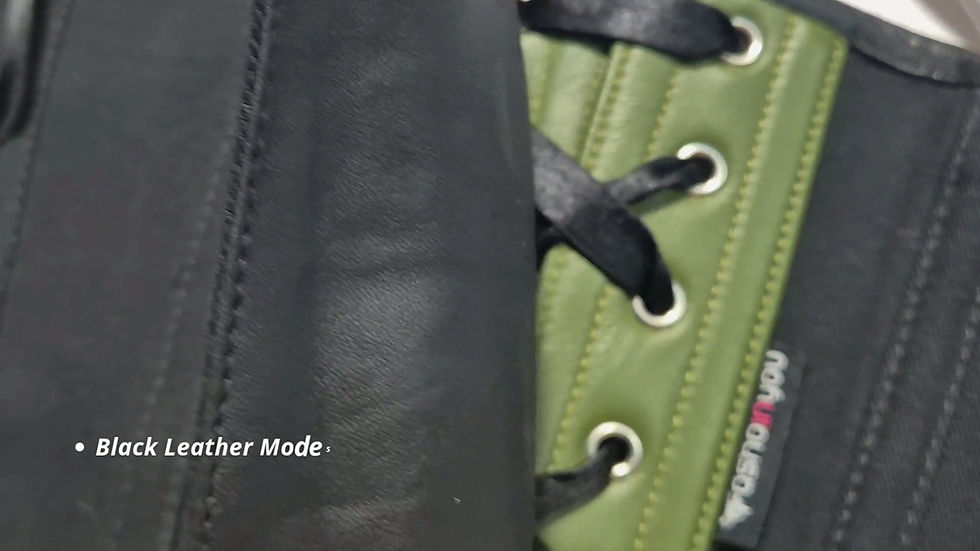 الصورة المصغرة: Video of green and black overbust steel boned corset crop top