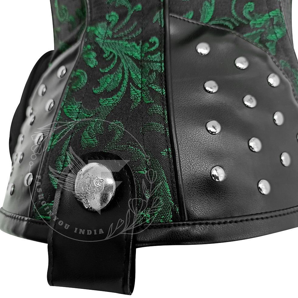 Miniature : Fashion-forward Alternative Style - Green & Black Brocade Corset