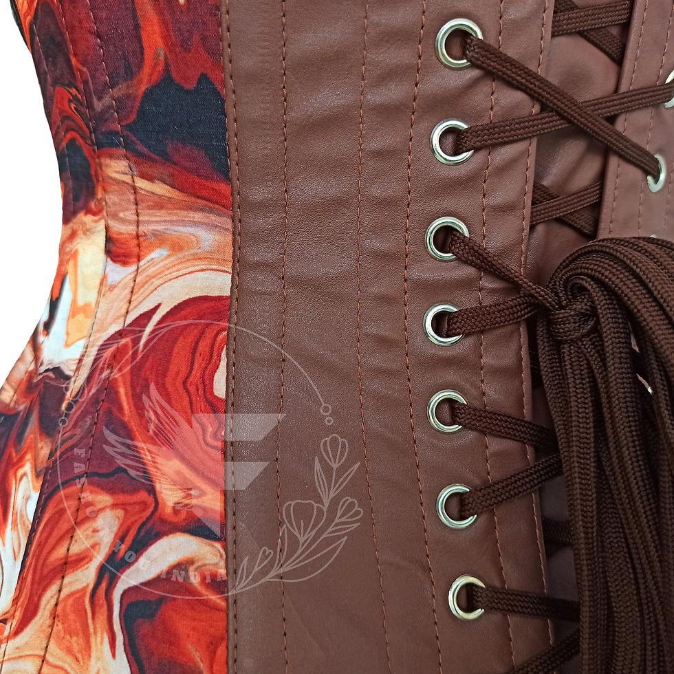 Thumbnail: Pair this abstract print corset with a skirt or high-waisted pants