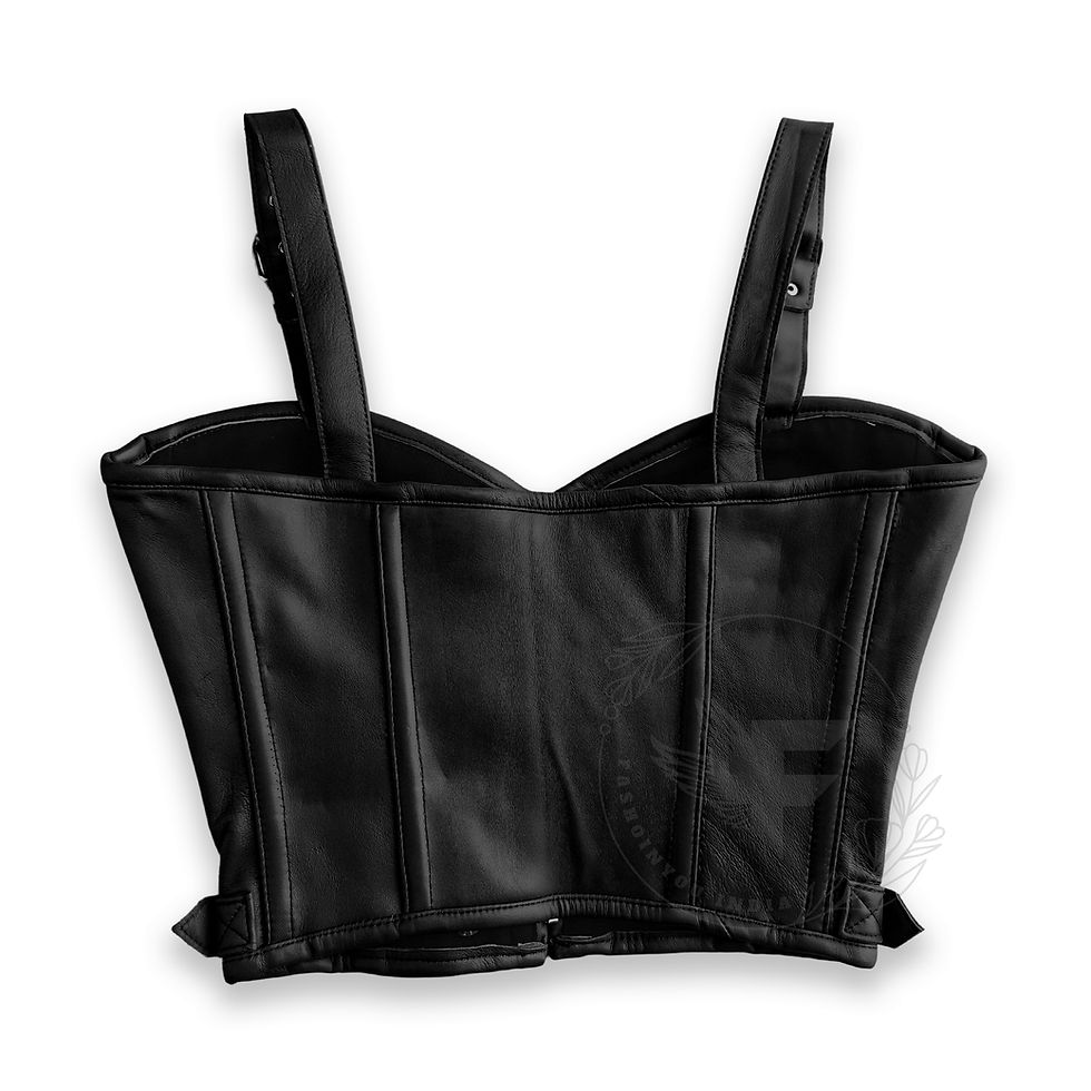 Miniaturbild: Elevate your gothic style with this handcrafted black leather corset top