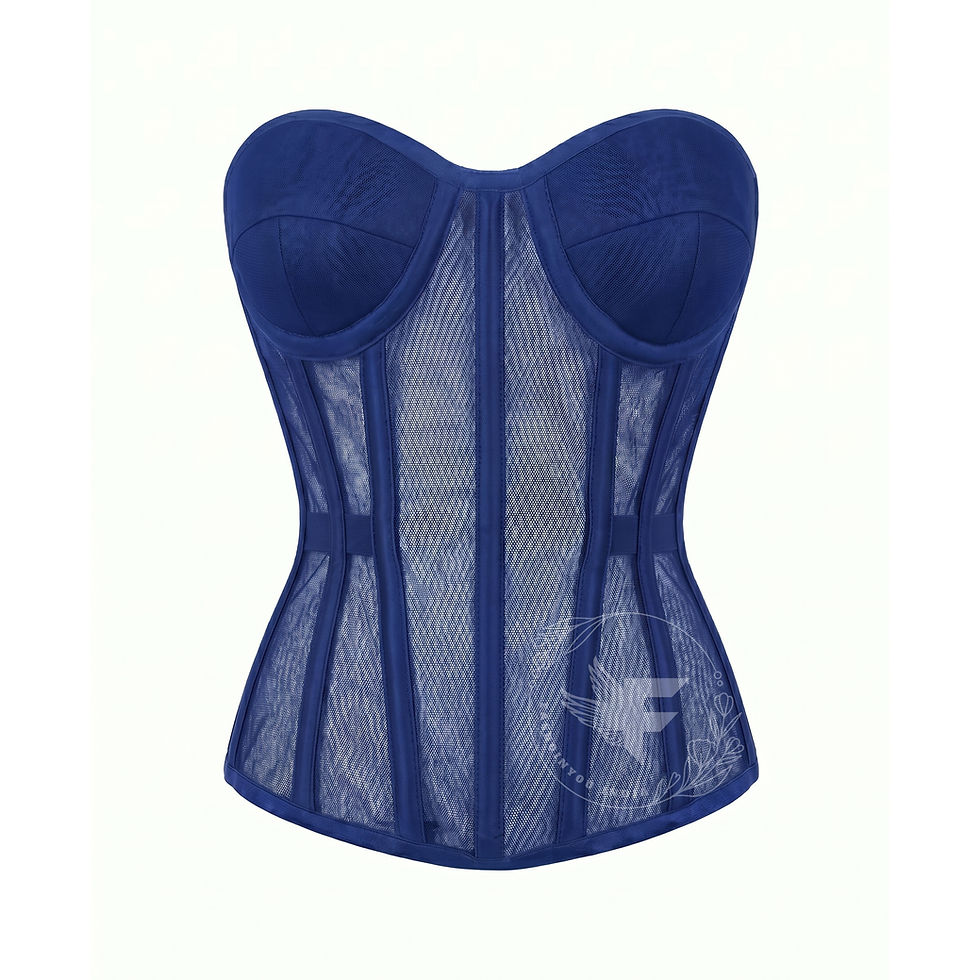 Миниатюра: Elegant blue lingerie corset with breathable mesh and strong waist cinching boning