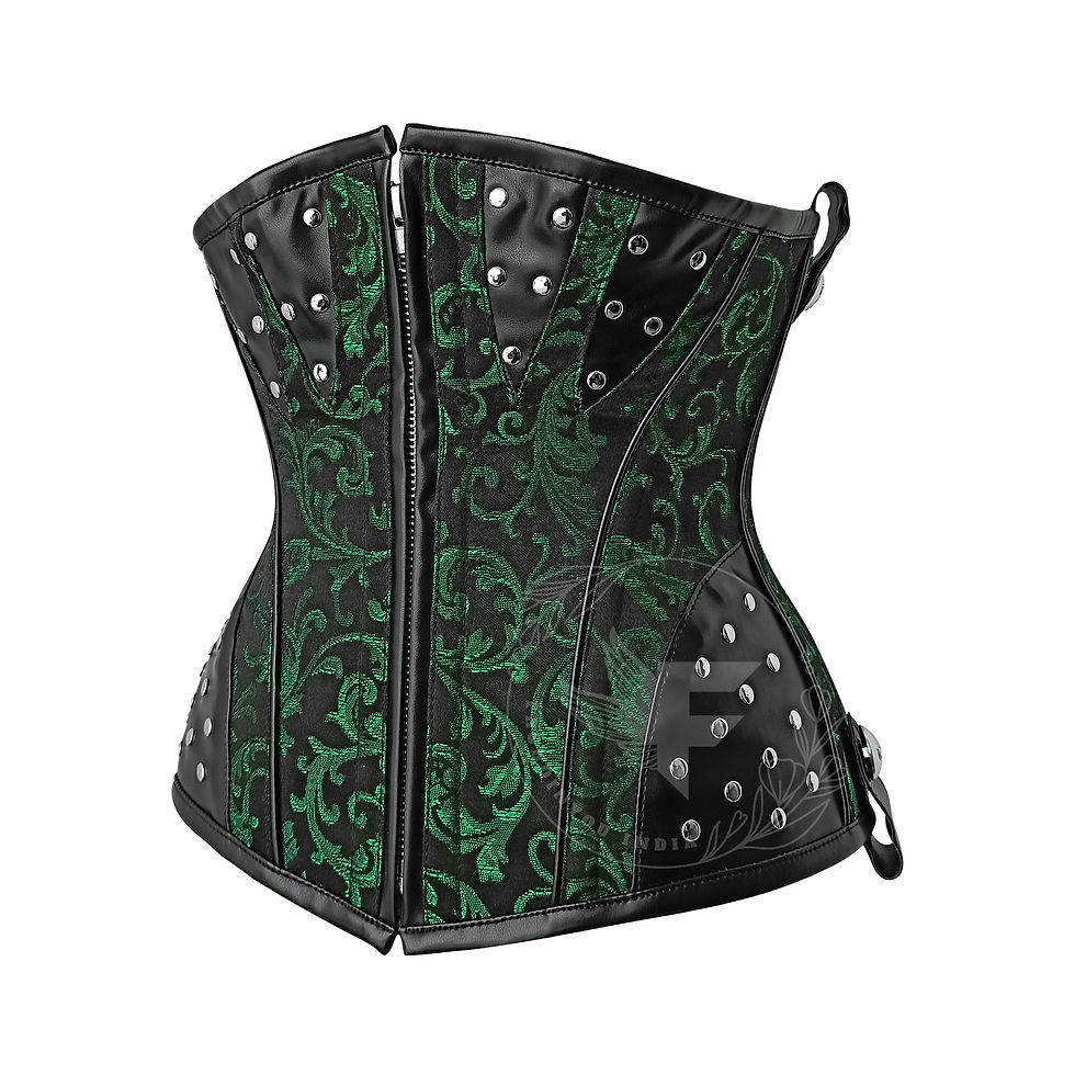 Miniature : Underbust Faux Leather Corset - Side View in Striking Colors