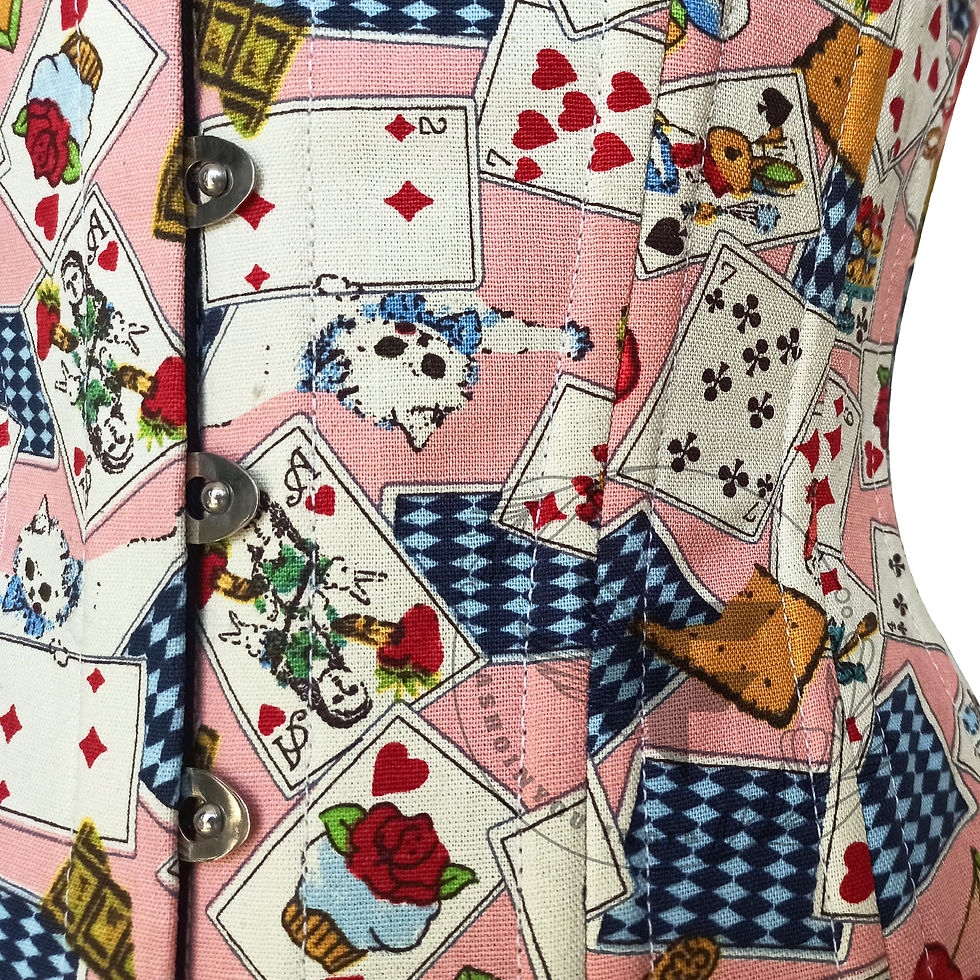 サムネイル： Cotton canvas underbust corset with playful print