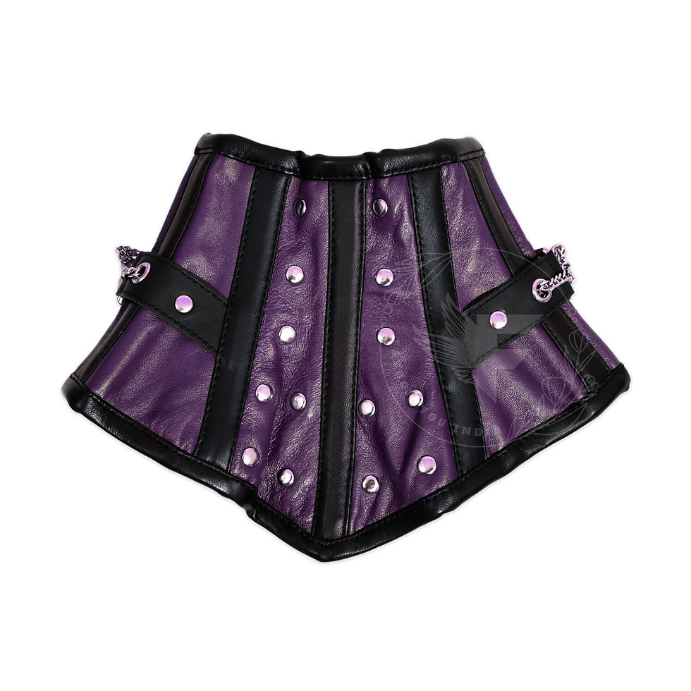 Thumbnail: Women’s leather steampunk corset choker, purple and black gothic cosplay piece