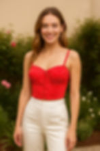 Women's red steel boned bustier corset top