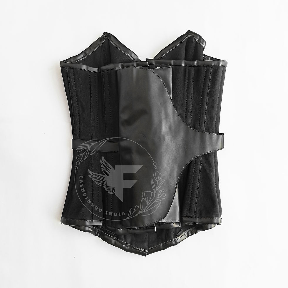 Miniature : Corset Top with Punk Vibes in Black Faux Leather