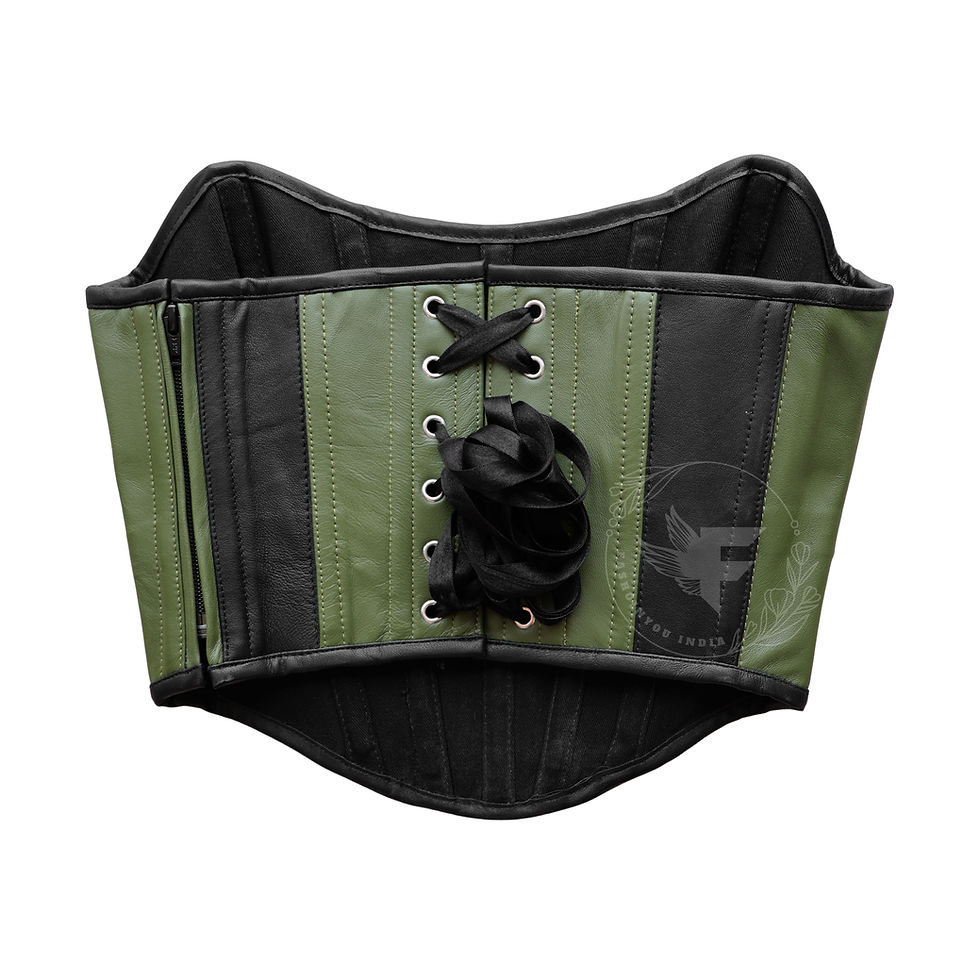 الصورة المصغرة: Green and black gothic corset top overbust style for waist shapin