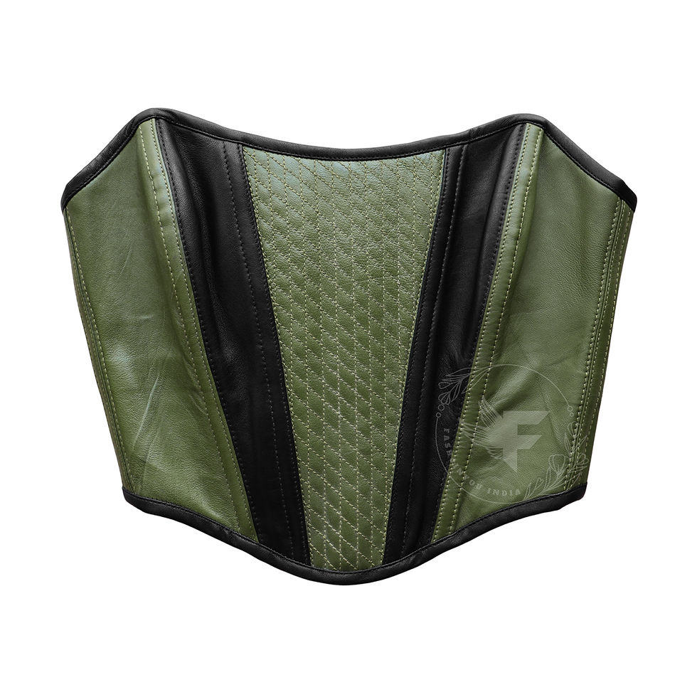 الصورة المصغرة: Fashion corset crop top green black waist trainer with structured silhouette