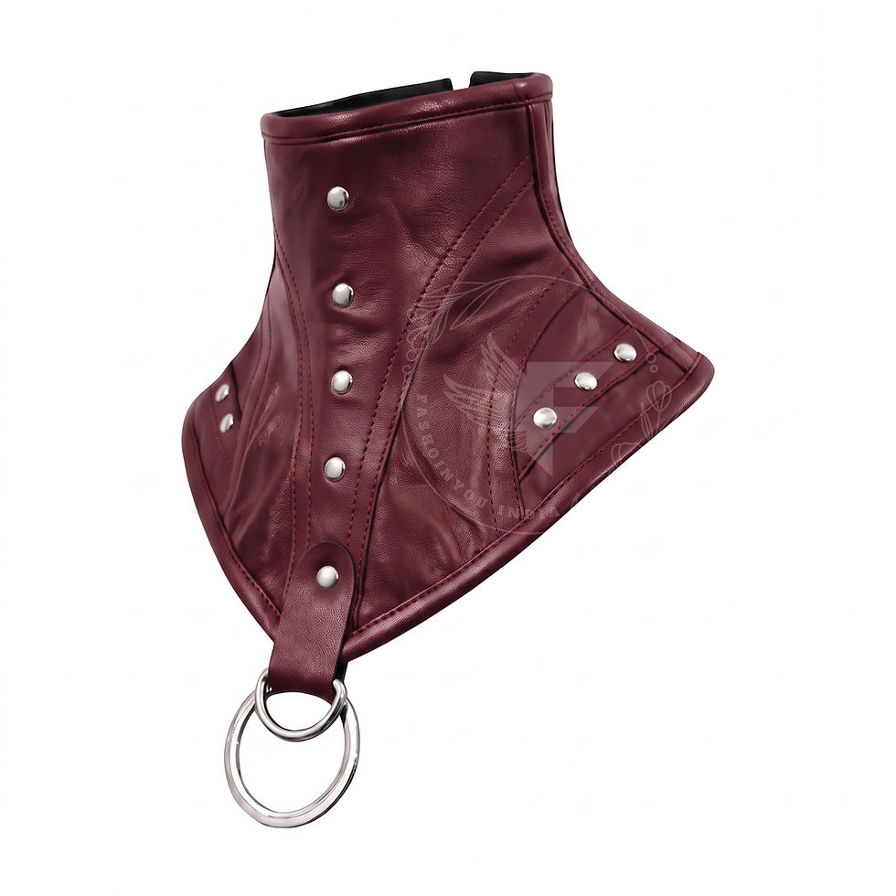 縮圖：Handcrafted Premium Genuine Leather Neck Corset Side View