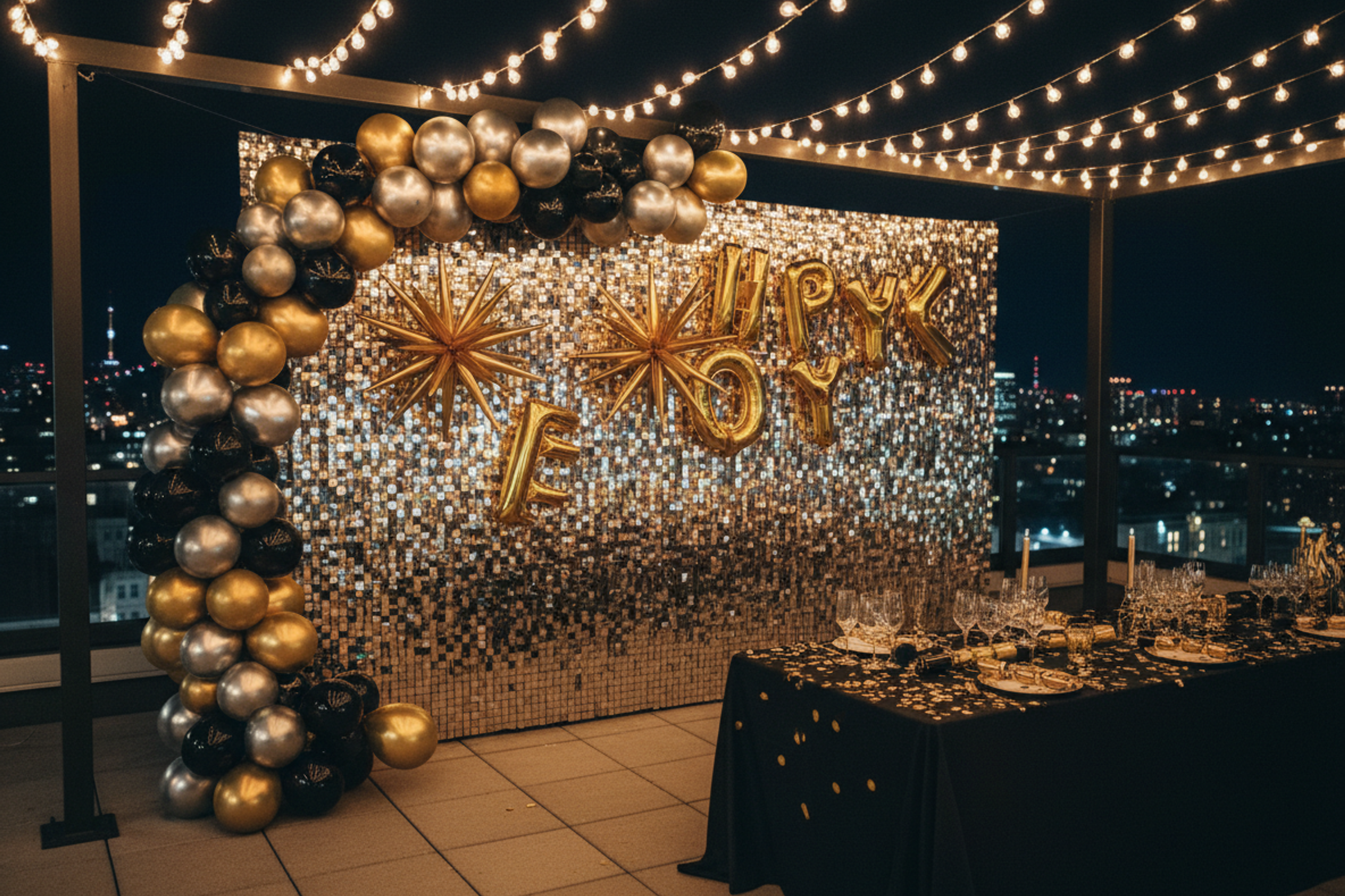Garden and lawn lighting décor at an evening party by Birthday Bazaar