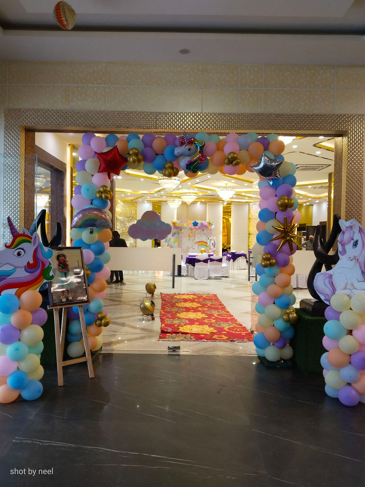 Real unicorn theme welcome gate by Birthday Bazaar