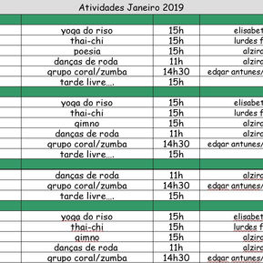 Atividades de Janeiro 2019