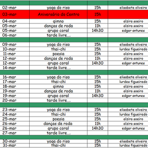 Agenda de Actividades - Março 2020