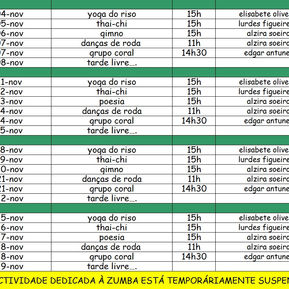 Horário de Atividades - Novembro