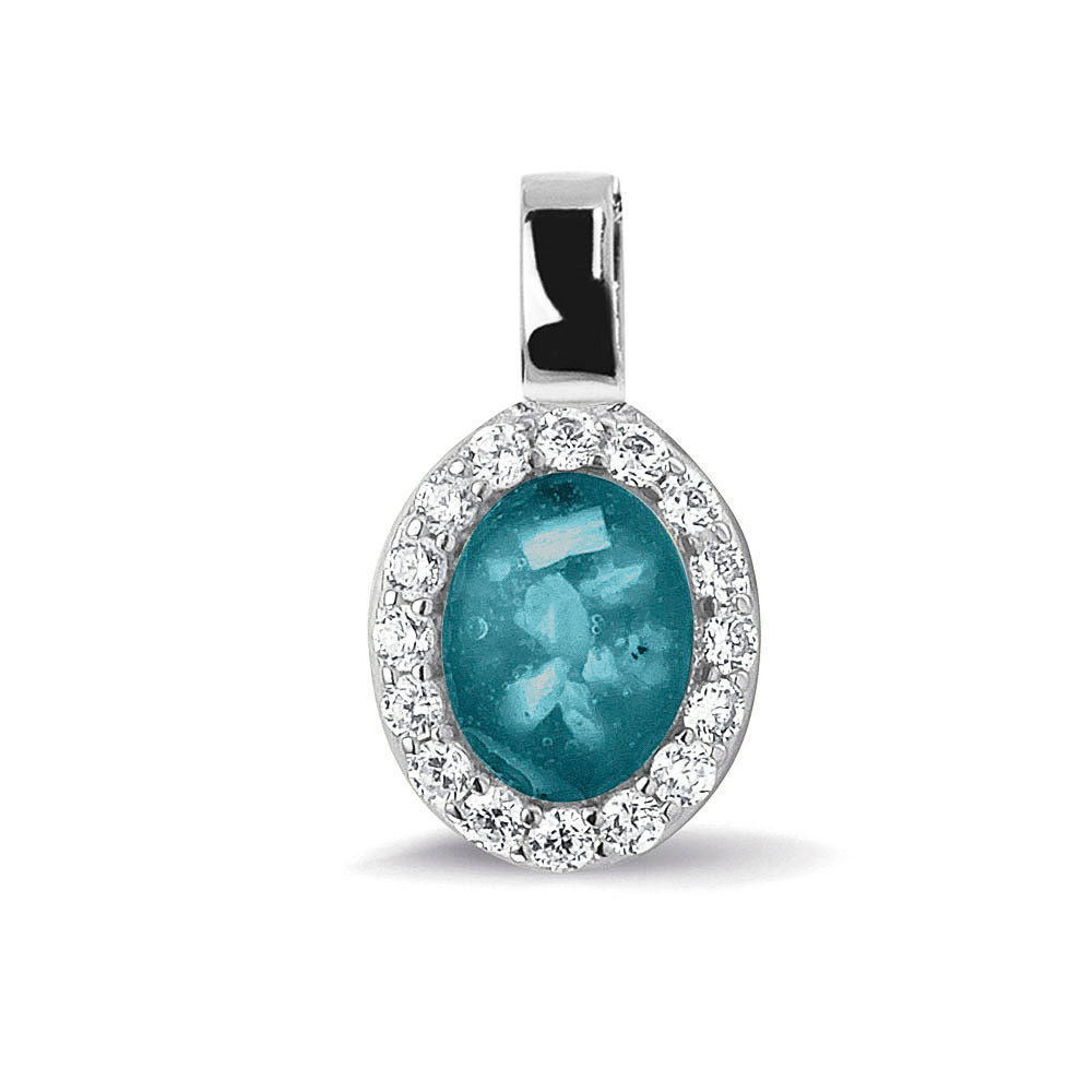 See You Memorial Ashes Oval Pendant with Zircons 9kt Gold (137S)