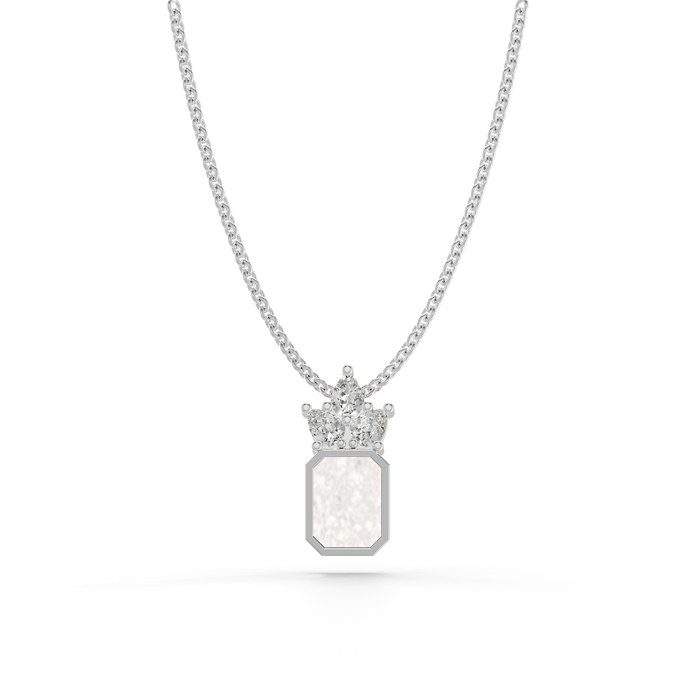 Thumbnail: Always With Me Emerald Necklace with Pear Style Zircons and Chain  (AWM-N5)