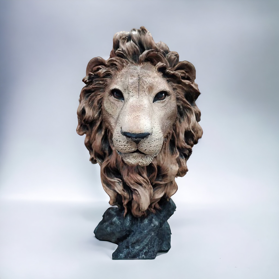 Lion Head Bust Statue for Table Decoration