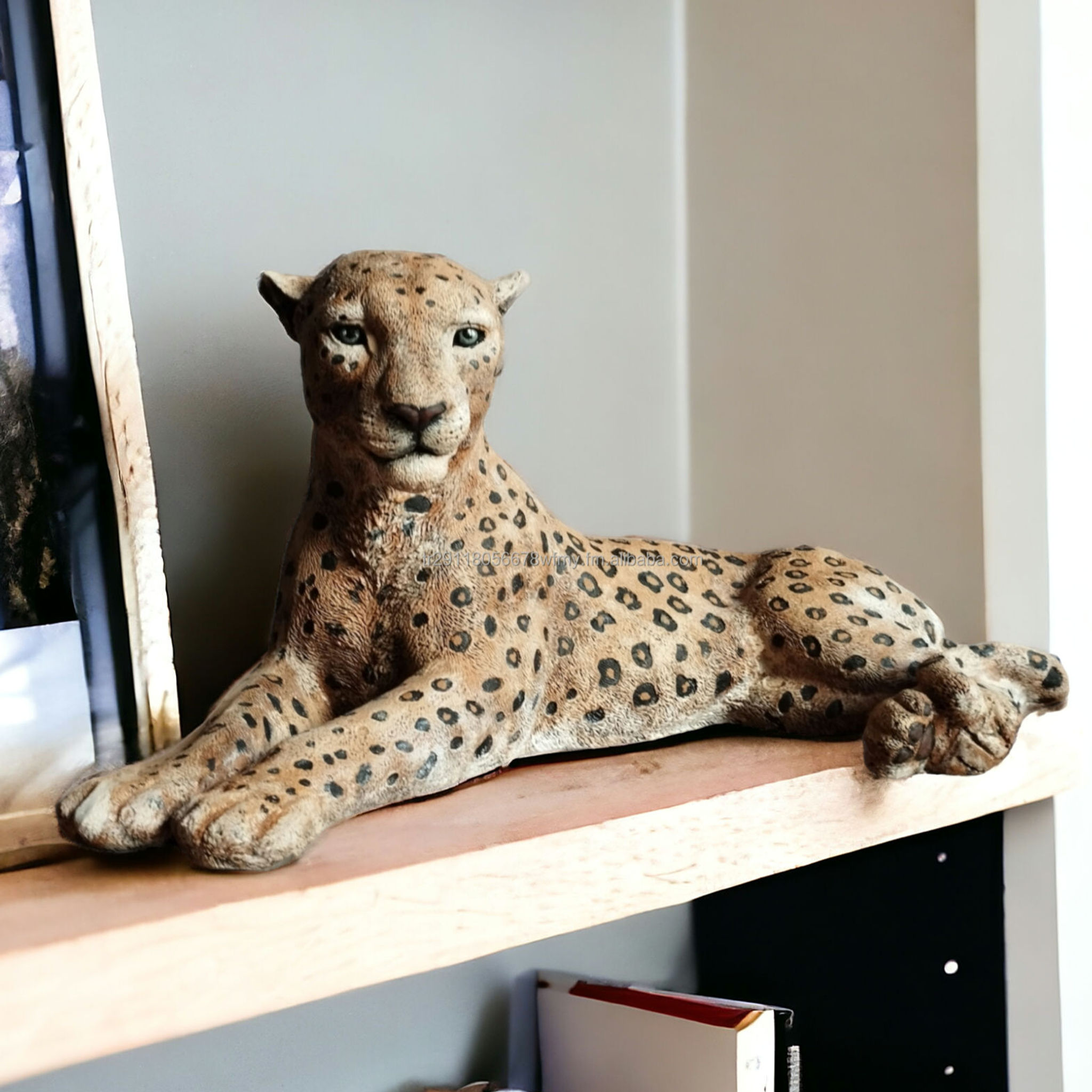 Realistic Reclining Leopard Statue