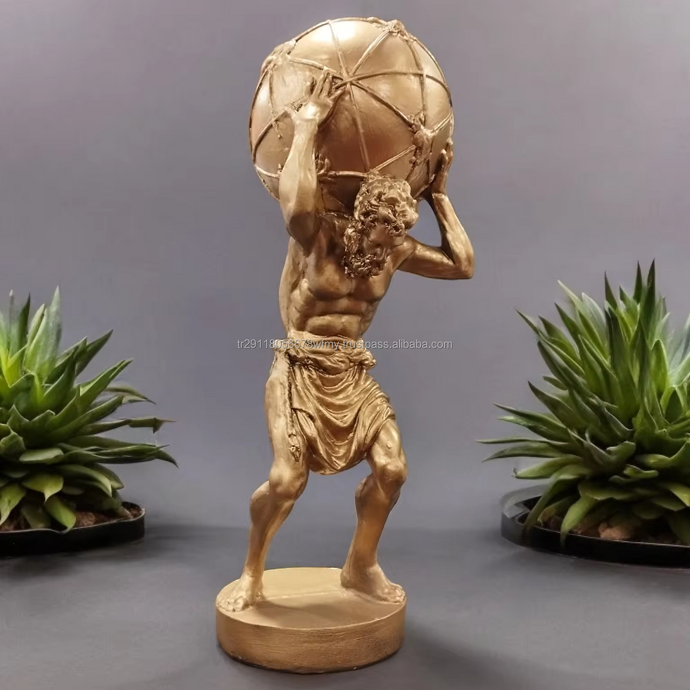 Large Greek God Gold Figurine Table Decor