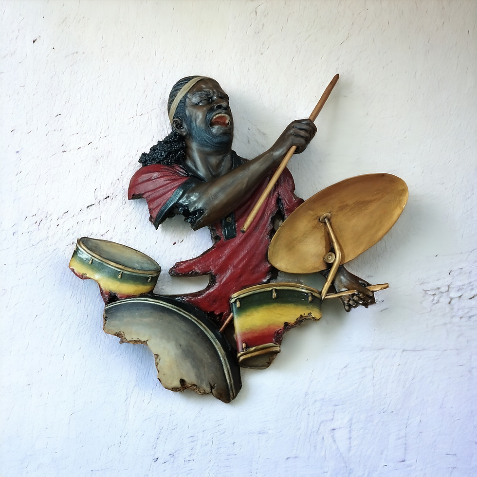 Thumbnail: Large Bob Marley Designed Drummer Wall Statue