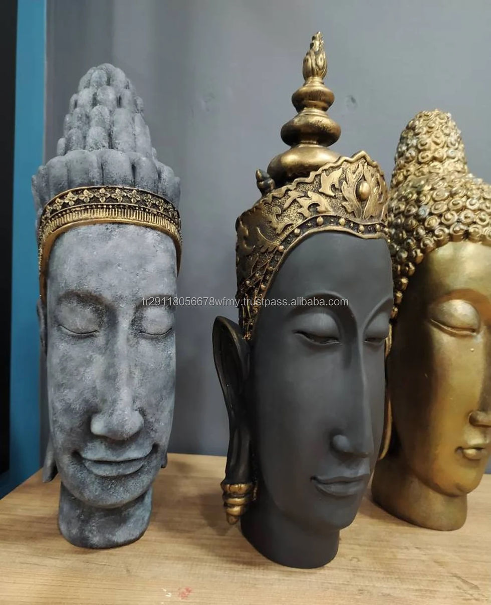 Thumbnail: Large Buddha Head Bust Statue for Tabletop
